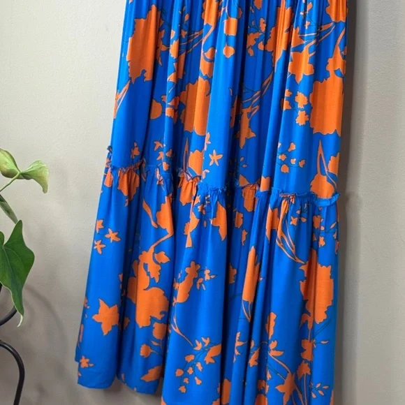 Anthropologie Blue Maxi Dress with Flutter Sleeves and Crew Neck - Picture 5 of 8